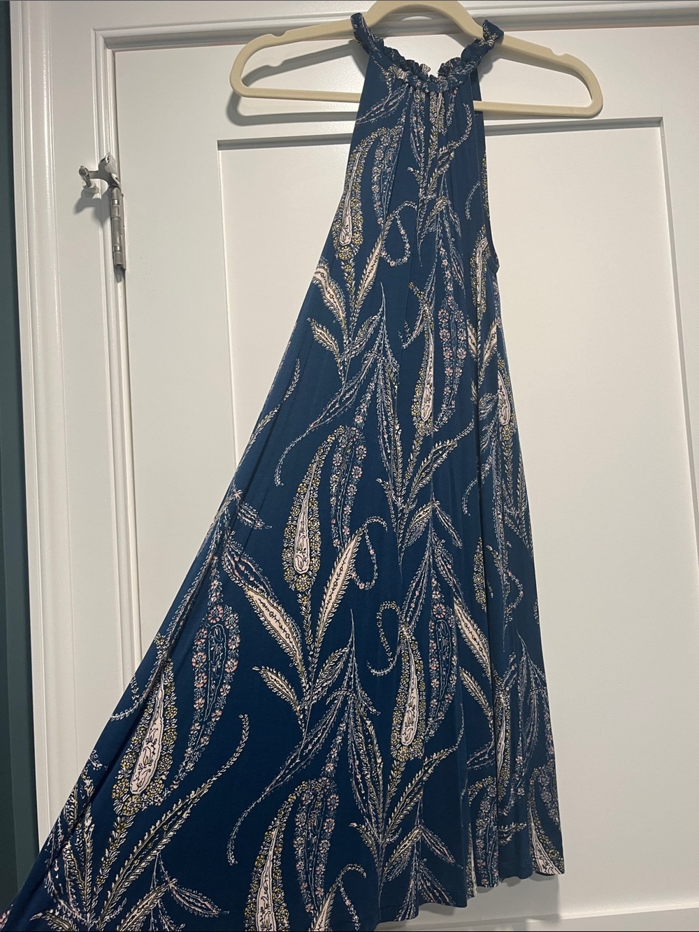LOFT Navy Paisley Halter Maxi Dress